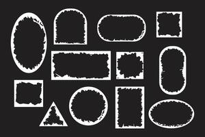 Set Of Round Square Oval Torn Paper Grunge Frames vector