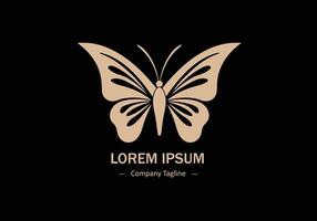 Minimal abstract logo of butterfly icon design on black background vector