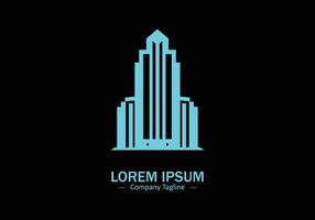 Minimal abstract logo of building icon design isolated on black background vector