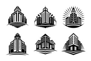Building logo icon Buildings set silhouettes isolated vector