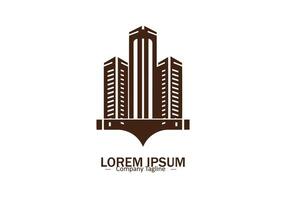 Minimal abstract logo of brown building icon design on white background vector