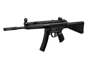 Submachine gun mp5. Small rifled automatic weapon caliber 9mm. Armament of the police and special forces. Isolate on a white back. photo