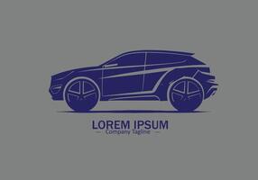 Minimal abstract logo of car icon design on half white background vector