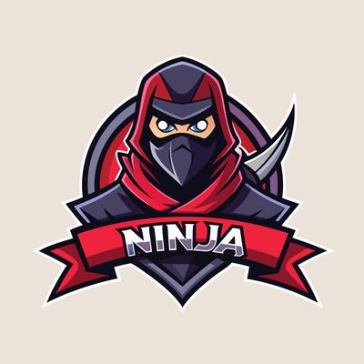 Ninja mascot logo icon design with text ninja isolated