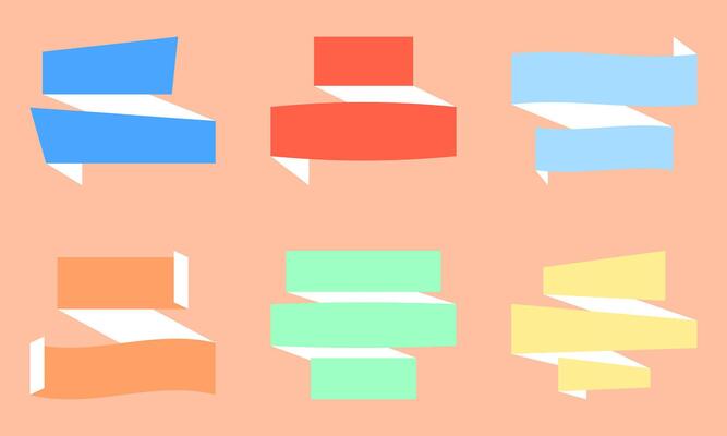 colorful folded paper label design collection