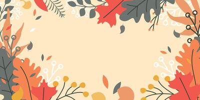 Autumn equinox day background design, tree branch. Floral banner design with abstract leaves pattern vector