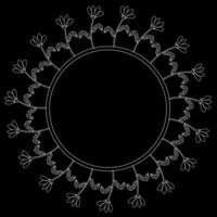 White round frame with floral pattern on black background vector