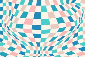 Checkerboard background, trippy chessboard with retro colors vector