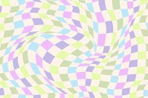 Trippy chessboard with soft pastel colors, visual illusion, abstract design with 70s style vibe vector
