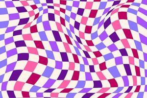 Psychedelic art with a wavy squared checkerboard vector