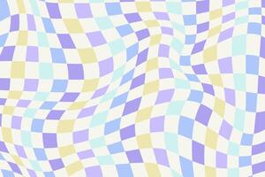 Trippy checkerboard with retro wavy visuals. Abstract wavy design in pastel colors vector