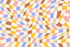 Hippie print with retro colors. Checkerboard background with a geometric square texture. vector