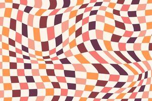 Psychedelic square chessboard in retro colors. Checkerboard background vector