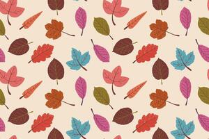 Colorful seamless pattern in autumn. colors and cartoon style. Falling leaves repeatable design for fashion and print vector