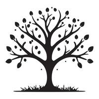Flat design tree silhouette with white background vector