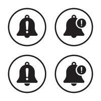 Warning bell icon on circle line. Alert notification concept vector