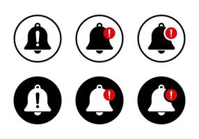 Warning notification bell icon on circle background. Emergency alert concept vector