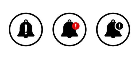 Warning alert bell icon on circle line. Alert notification concept vector