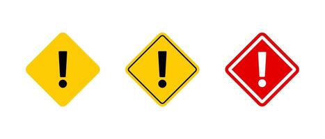 Square warning, caution icon set in flat design vector