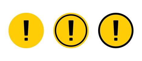 Circle warning, caution sign icon set in flat style vector