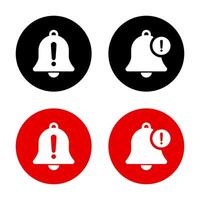 Emergency alert bell icon on circle background. Warning sign and danger symbol vector