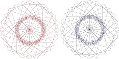 One Red and One Blue Spirograph Isolated on White Transparent Background vector