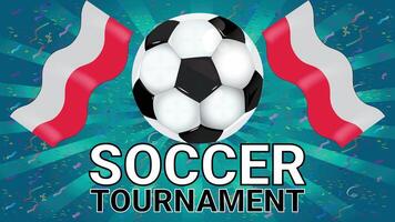 Poland Soccer Tournament with Flag Sunburst and Confetti Background and realistic Football Ball in 3d Look vector