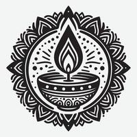 Whimsical Diya Silhouette Art for Festive Invitation Card Patterns vector