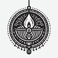 Sophisticated Diya Silhouette Patterns for Elegant Festival Invitations vector