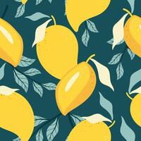 Seamless pattern mango fruits on color background. vector