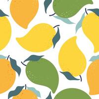 Seamless pattern mango fruits on color background. vector