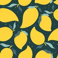 Seamless pattern mango fruits on color background. vector