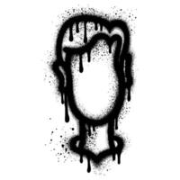 illustration of a human face drawn in graffiti style sprayed with black paint vector