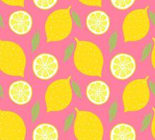 Seamless pattern of sketch colored lemon vector