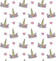 Seamless pattern of hand drawn unicorn face vector