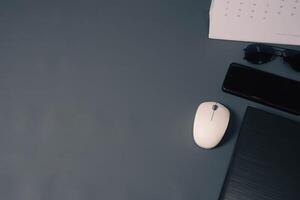 Workplace on isolated gray background with empty space photo