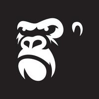 White Gorilla face facing left while pouting Black Background Design vector