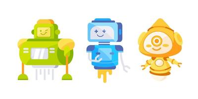 Robot toy. Happy funny cartoon childish robots. Childish futuristic bot. vector