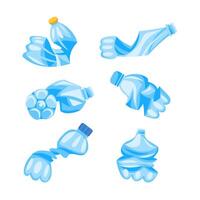 Different plastic bottles are squeezed and prepared for recycling showing the importance of waste sorting vector