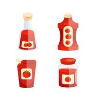 Variety of tomato ketchup packaging is showing different options for consumers, making it easy to find the perfect fit vector