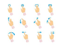 Touch screen hand gestures set. Like swipe, scroll and pinch. vector