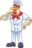 chicken chef cartoon character with friendly and fun pose vector