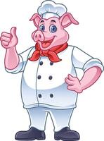 pig chef cartoon character with friendly posture vector