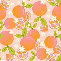 Orange with colorful gradient texture and hand drawn small flower seamless pattern vector