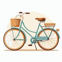 Bicycle with basket on wheels illustration in flat style. vector