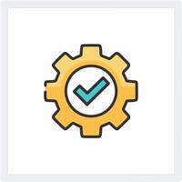 Gear and check mark icon, flat design vector