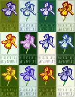Set of drawing PLICATA IRIS in various colors. Hand drawn illustration. Latin name is IRIS APHYLLA L. vector