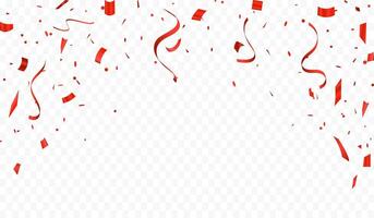 Red confetti and ribbons celebration background For parties and festivals on a background. Luxury greeting card. vector