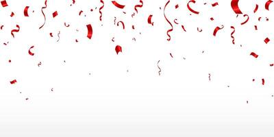 Red confetti illustration, isolated on white background template. Festive party design elements. vector