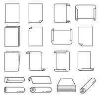 Paper icon set in thin line style. illustration. vector